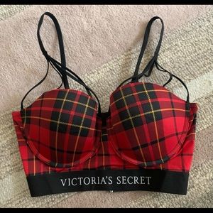Victoria’s Secret x Balmain plaid bra.